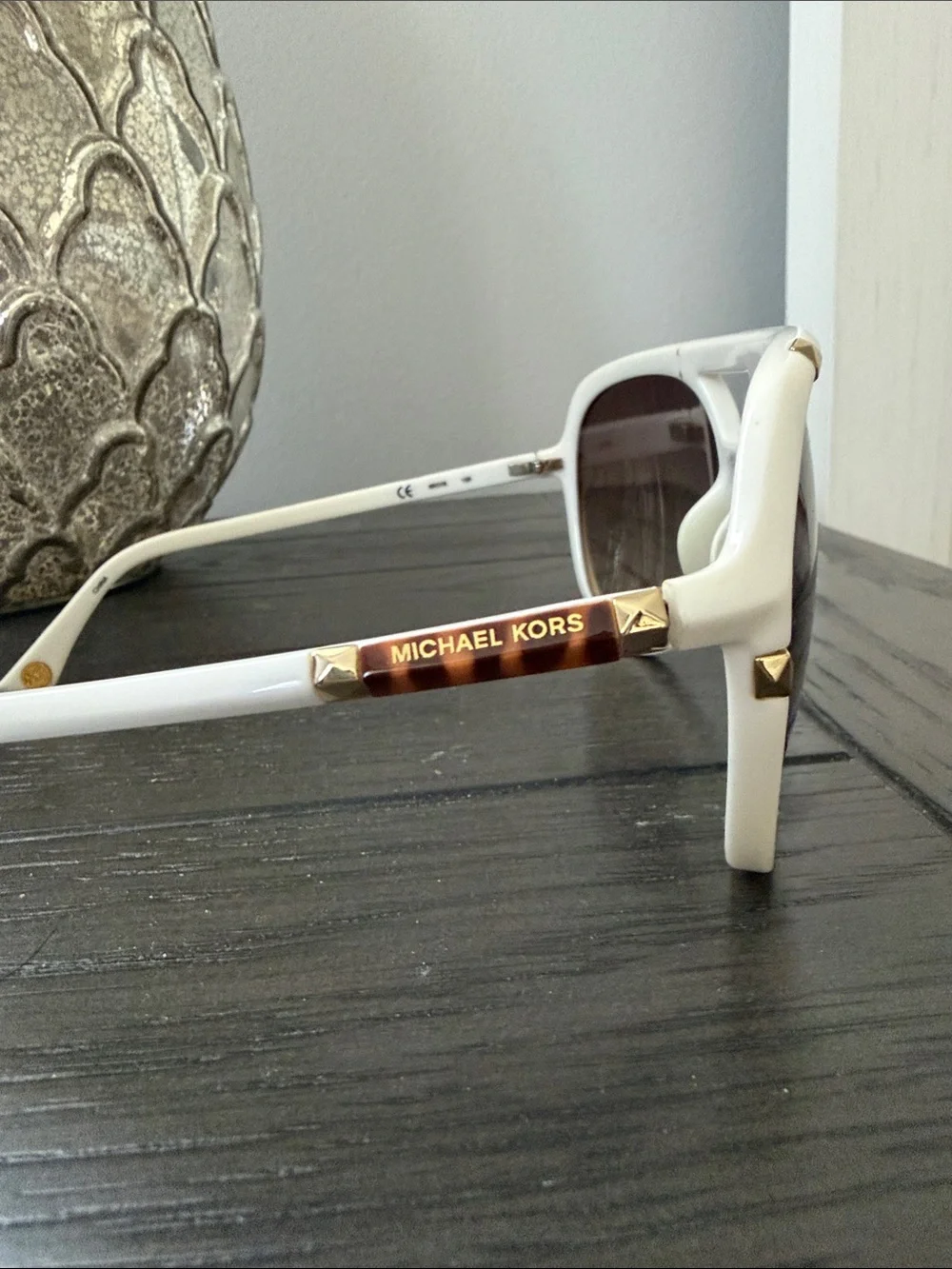 Michael Kors White and Gold Aviator Sunglasses